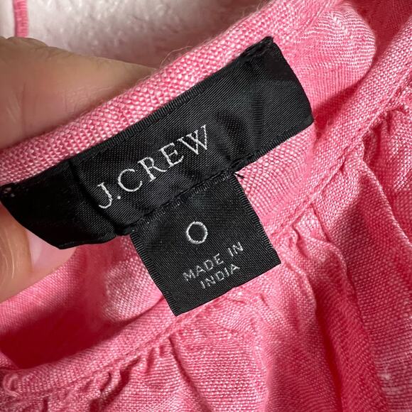 J.Crew Pink V-Back Short Sleeve Linen Top Size 0 NWT - Picture 7 of 9